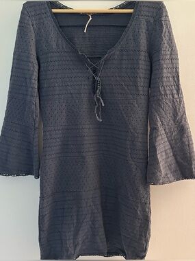Free People Navy Eyelet Lace Mini Dress
